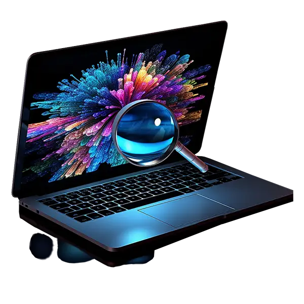 laptop showing unique, colorful web design