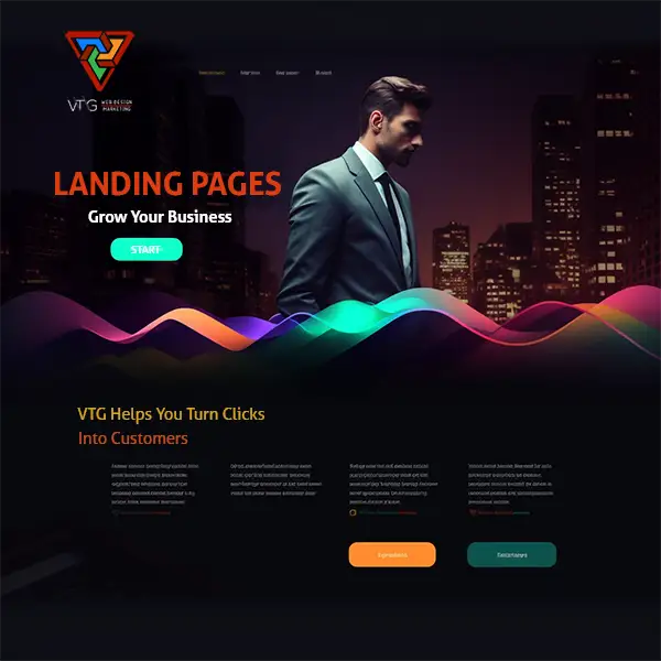 colorful image of landing page from VTG